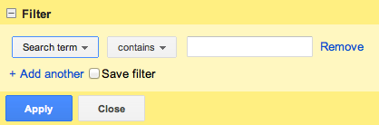 Search Terms Filter Option