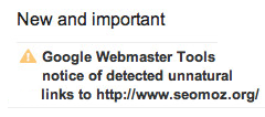 SEOmoz Google link warning