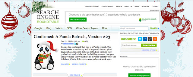 Search Engine Roundtable Christmas Day Logo 2012