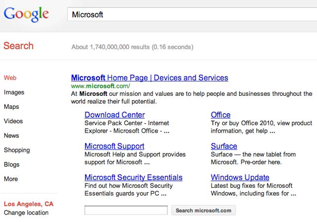 Standard Google Sitelinks