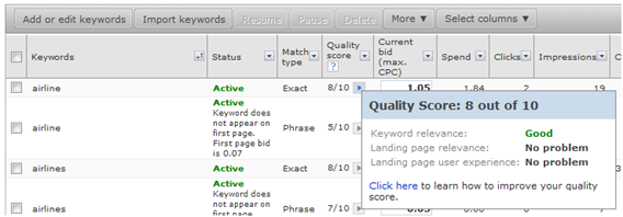 Microsoft adCenter Quality Score