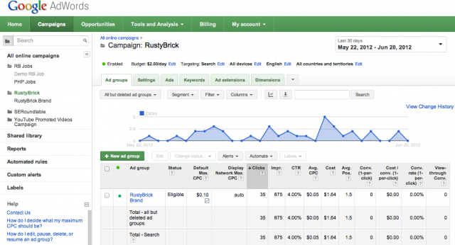 Google AdWords New Interface click for full size