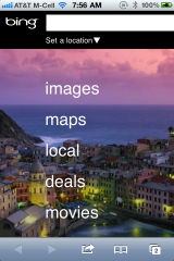 Bing Mobile Search home