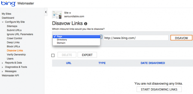 Bing Disavow Links click for full size