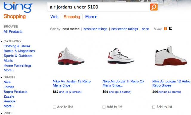 Bing Shopping Query