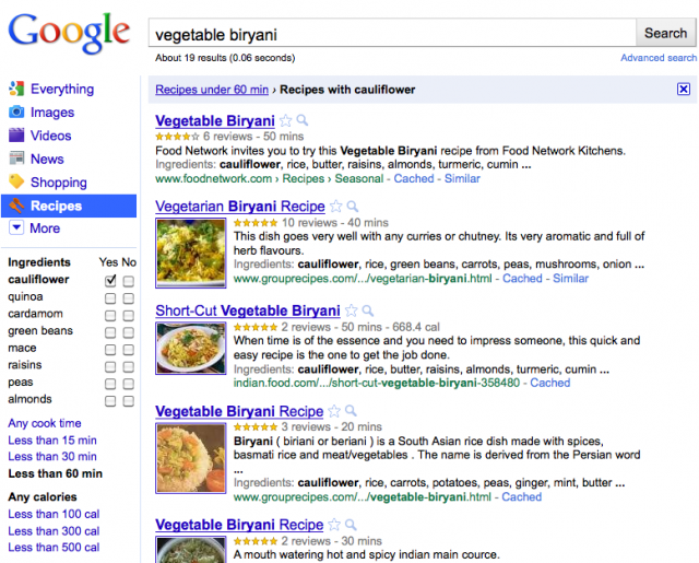 Google Recipe Screen Shot