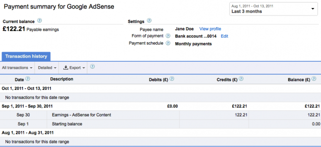 Google AdSense Payment Page Updated - click for full size