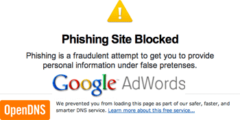 Google AdWords Phishing Attempts (OpenDNS)