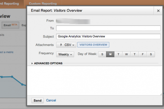 Google analytics Email Option - click for full size
