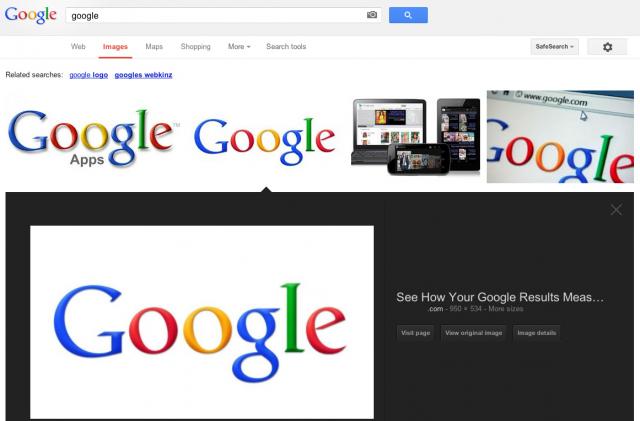 Google Image Search Testing New User Interface - click for full size