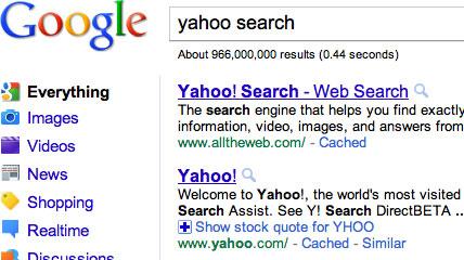 alltheweb ranking yahoo in google