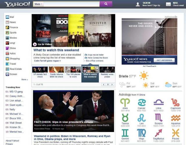 Yahoo Home Page Test - click for full size