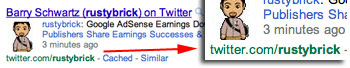Twitter result in Google