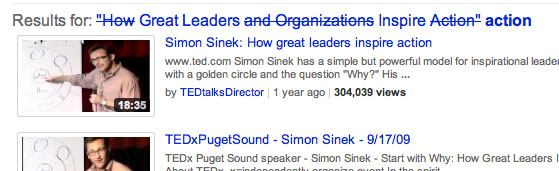 YouTube Crossed Out Query