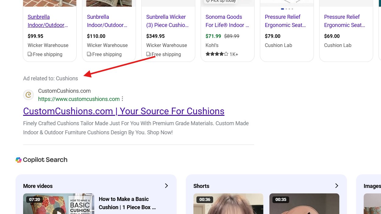 Объявления Bing, связанные с запросом