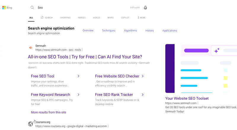 Bing Expandable Favicon On Mouse Over