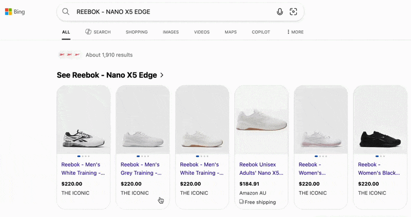 Bing Microsoft Ads Shopping Carousel Slide