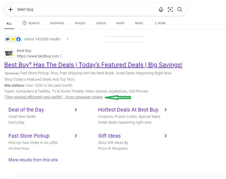 Bing Sponsored Ad Consumer Review