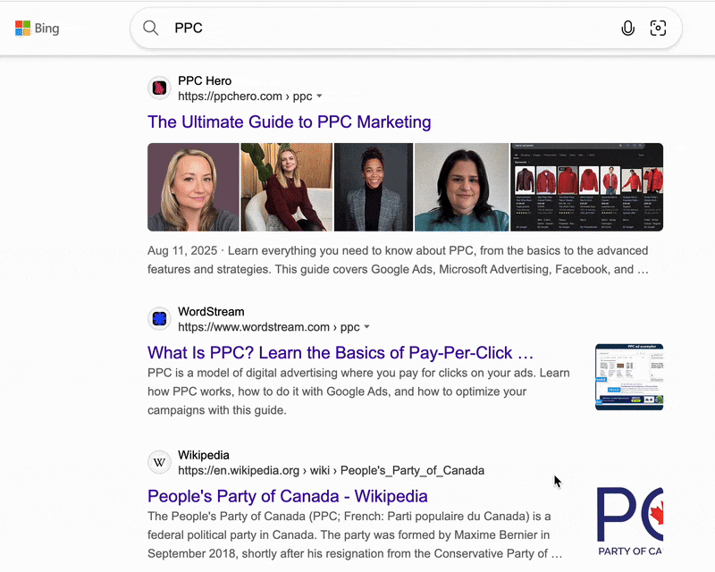 Bing Sticky Search Bar