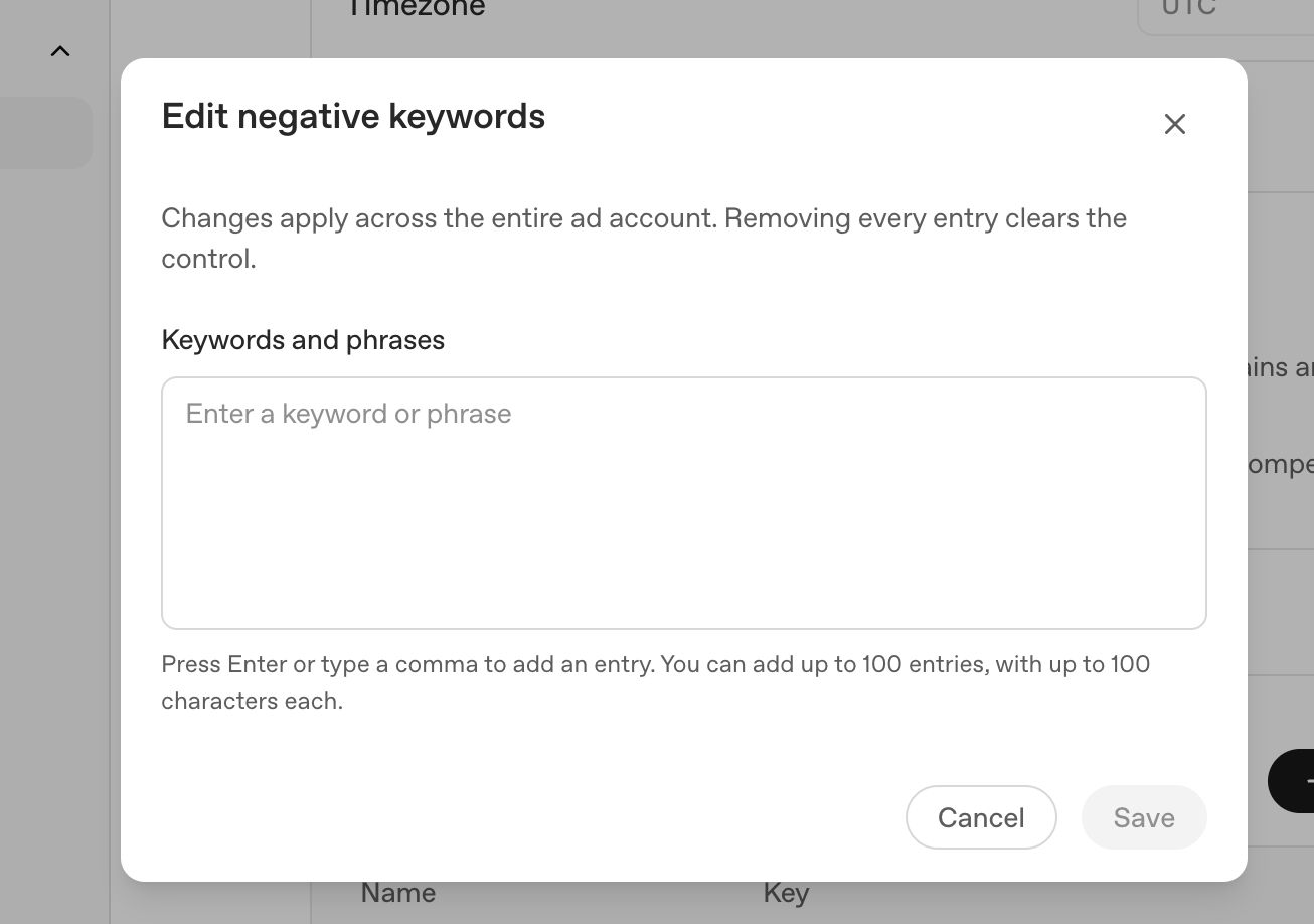 ChatGPT Ads Get Location & Audience Exclusion Controls插图2 Chatgpt Ads Negative Keywords
