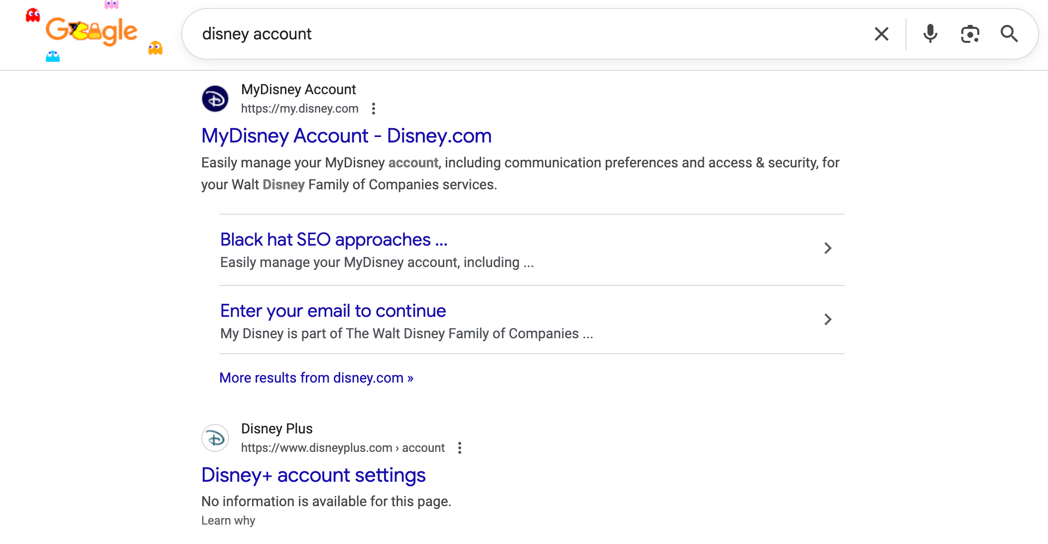 Disney Sitelinks Blackhat Seo Hack