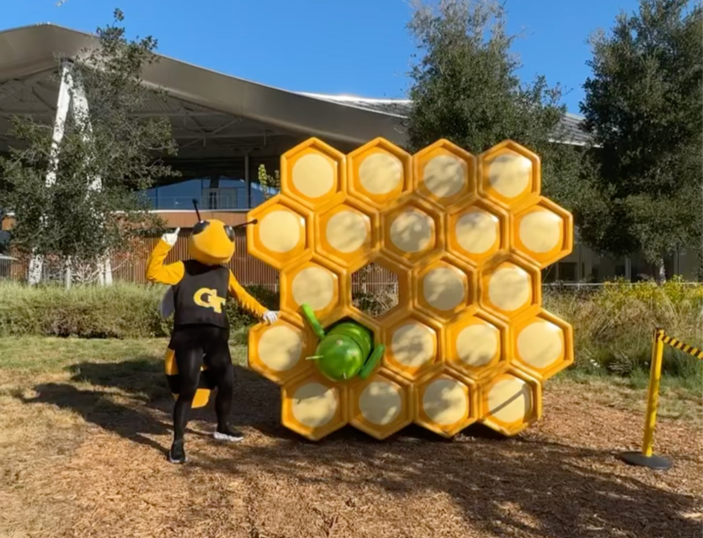 Georgia Tech Buzz Bee Mascot At Google Honeycomb