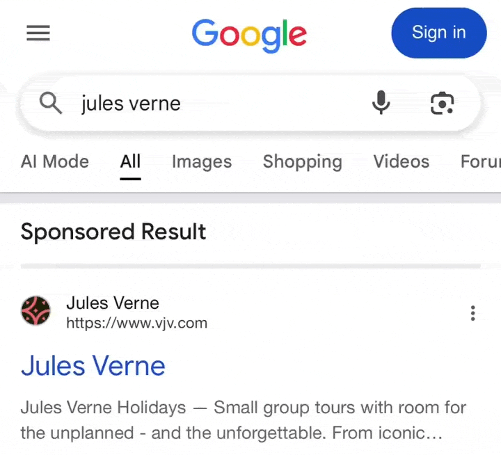 Google Ad Sponsored Result Scroll Animation Underline