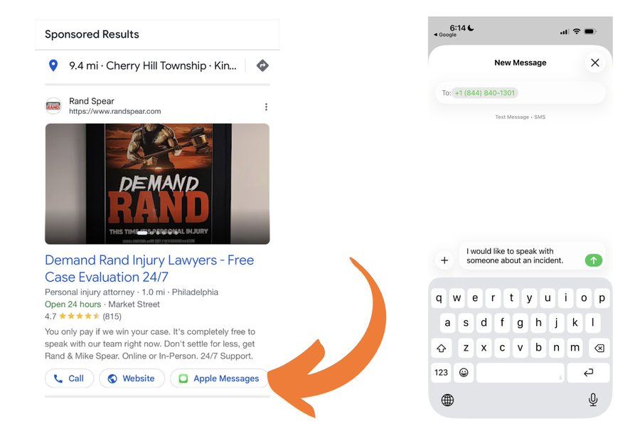 Google Ads Apple Messages Button