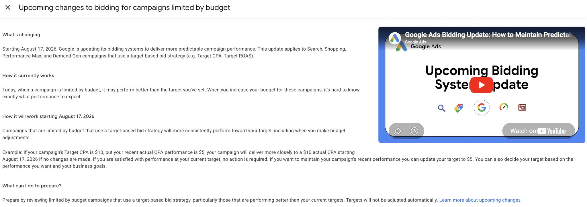 Google Ads Bidding Campaigns Limited Budget Email