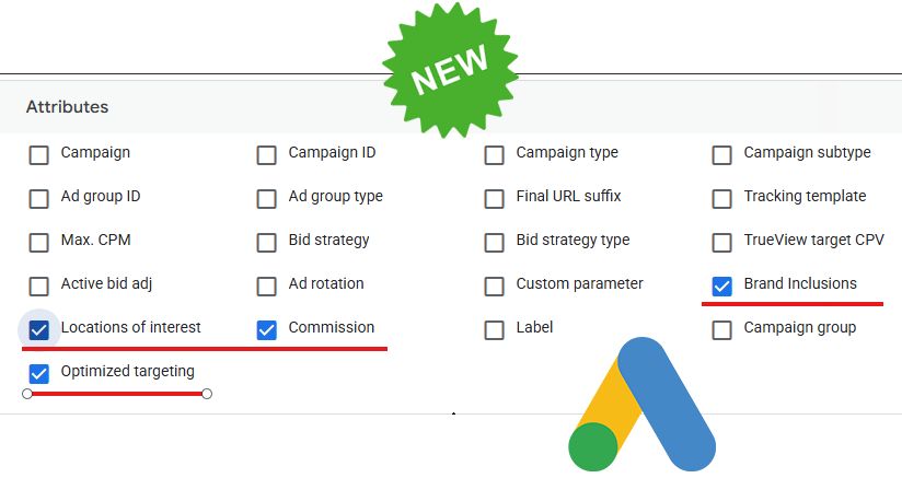 Google Ads Columns New