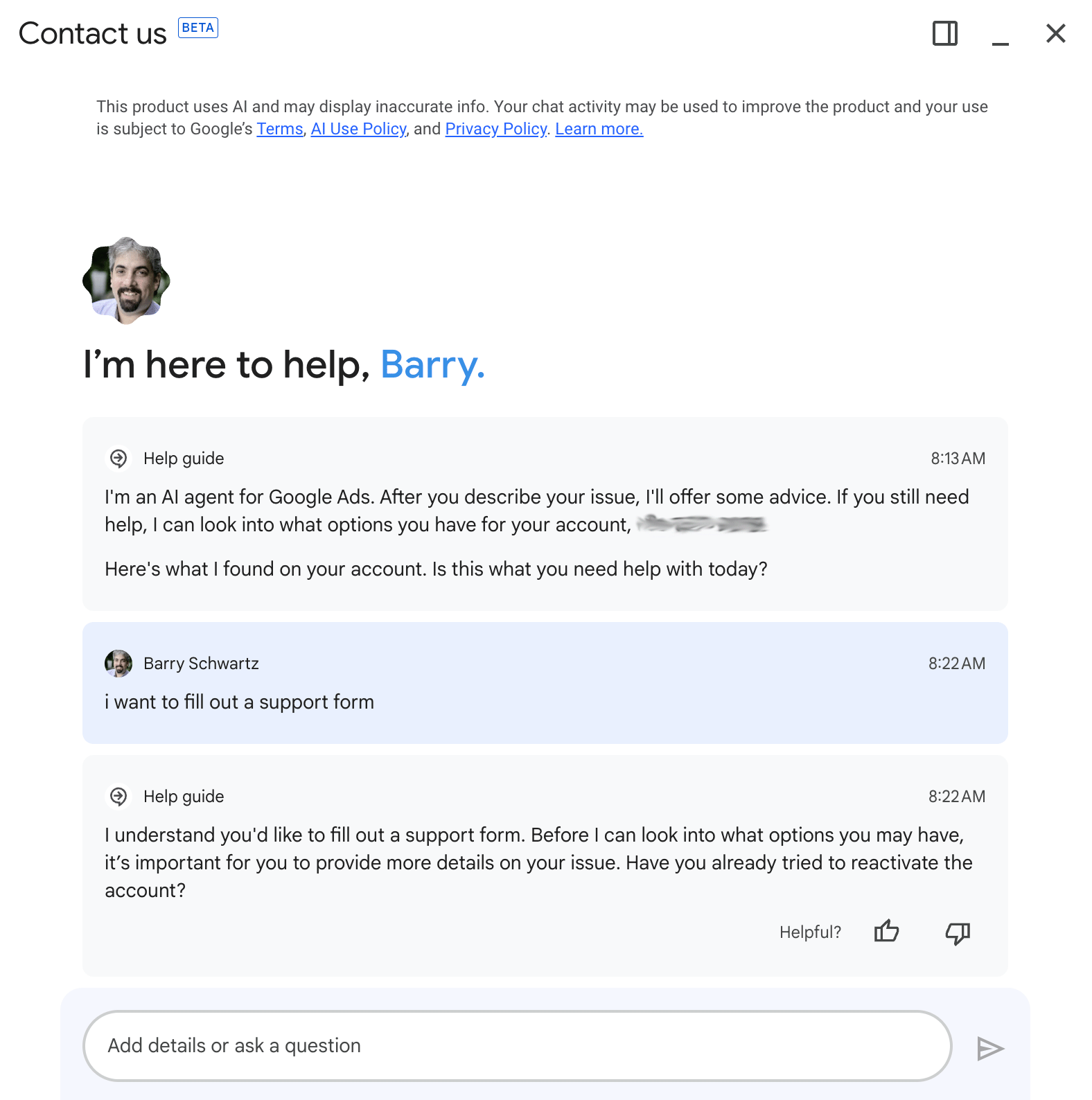 Google Ads Contact Form Ai Chat