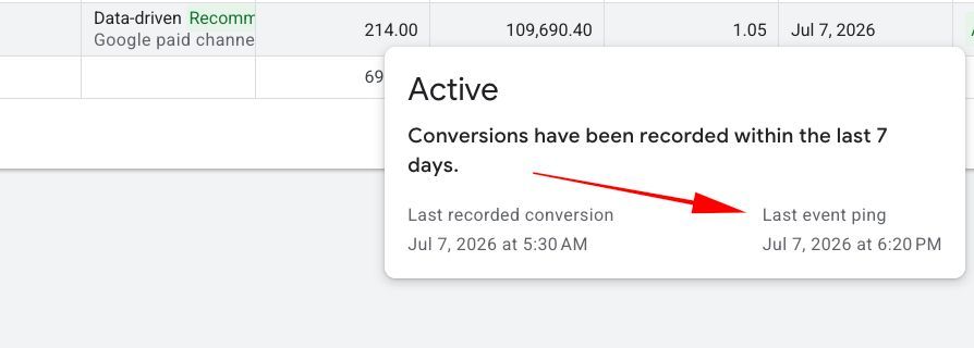 Google Ads Conversions Last Event Ping