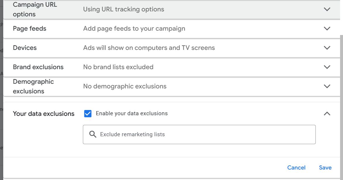 Google Ads Data Exclusions Pmax
