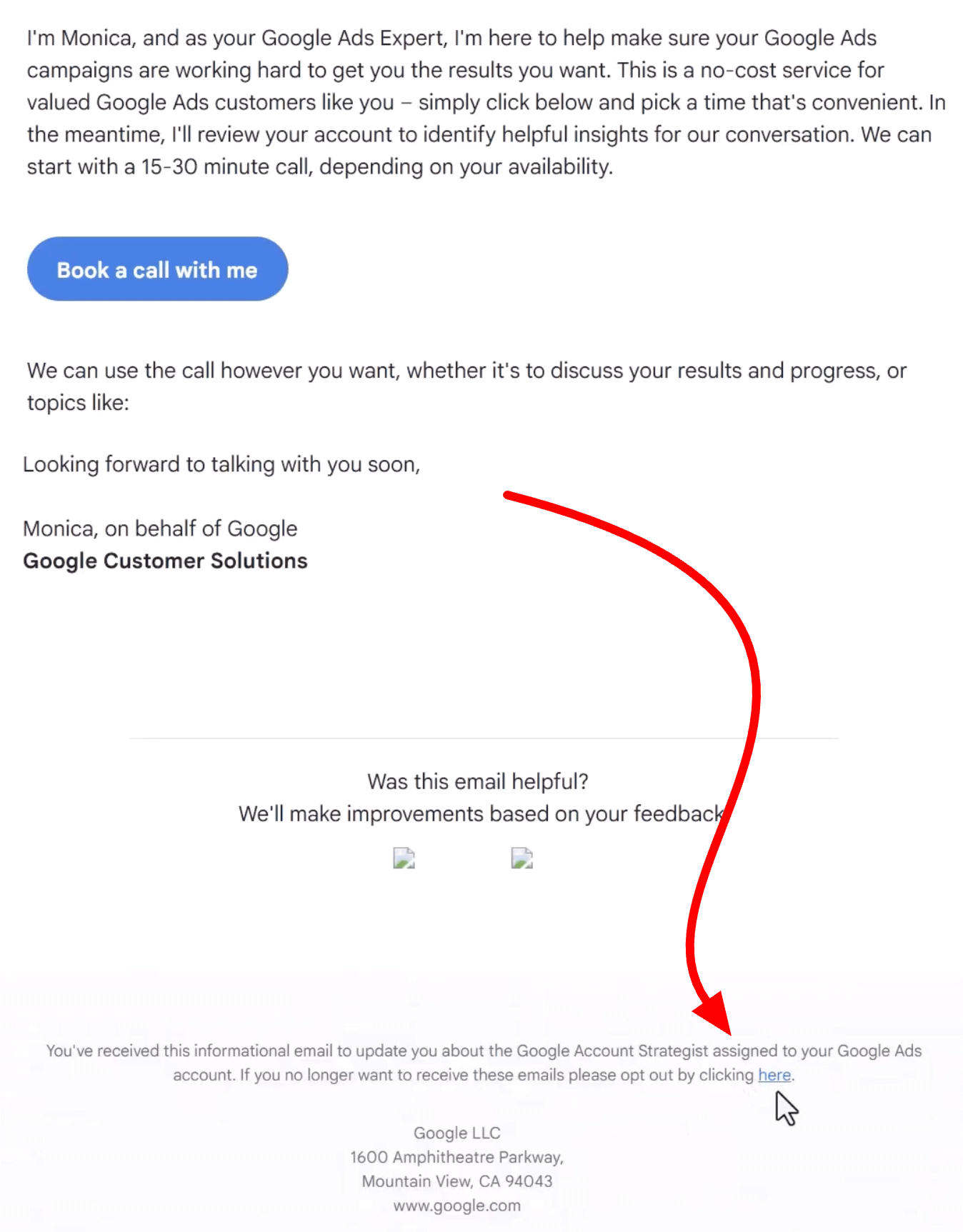 Google Ads Expert Book Call Emails Unsubscribe