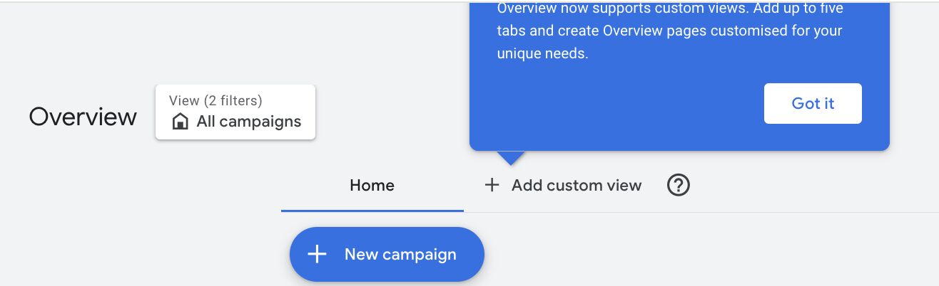 Google Ads Overview Custom Views