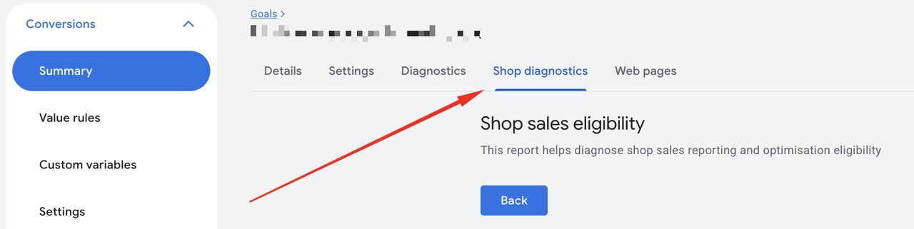 Google Ads Shop Diagnostics: Shop Sales Eligibility
