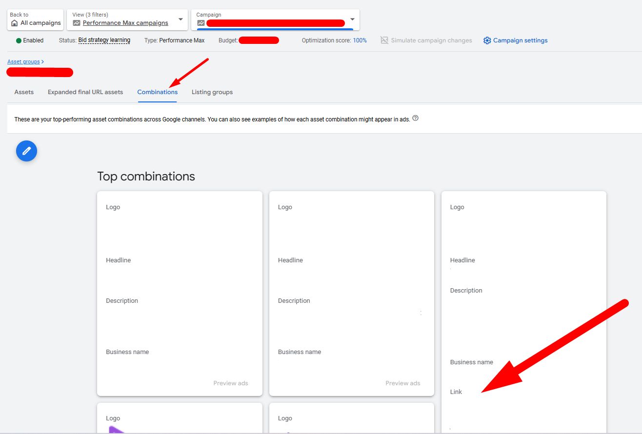 Google Ads Top Combinations