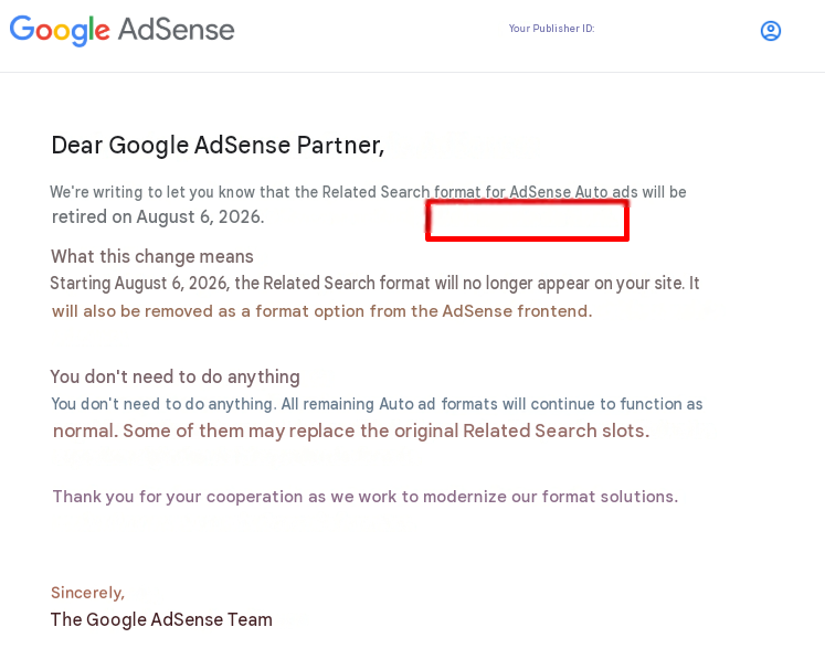 Google Adsense Related Search Deprecating