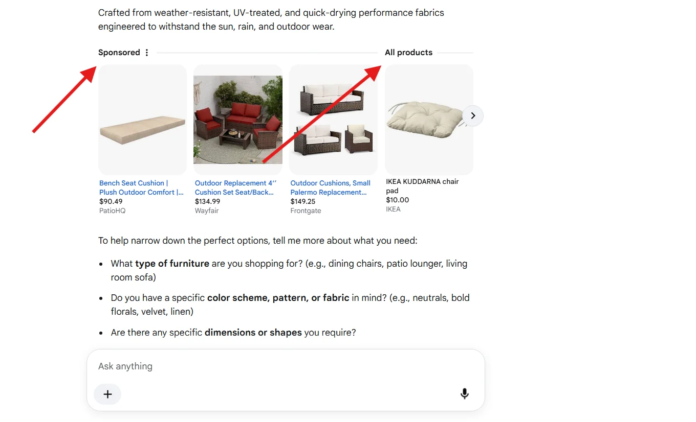 Google Ai Mode All Products Sponsored Products
