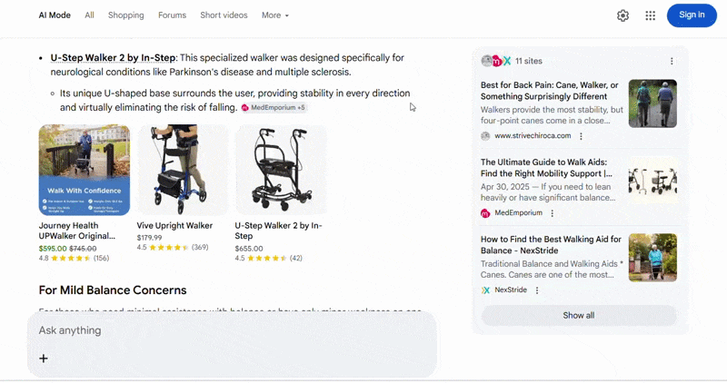 Google Ai Mode Products Ask About Overlay