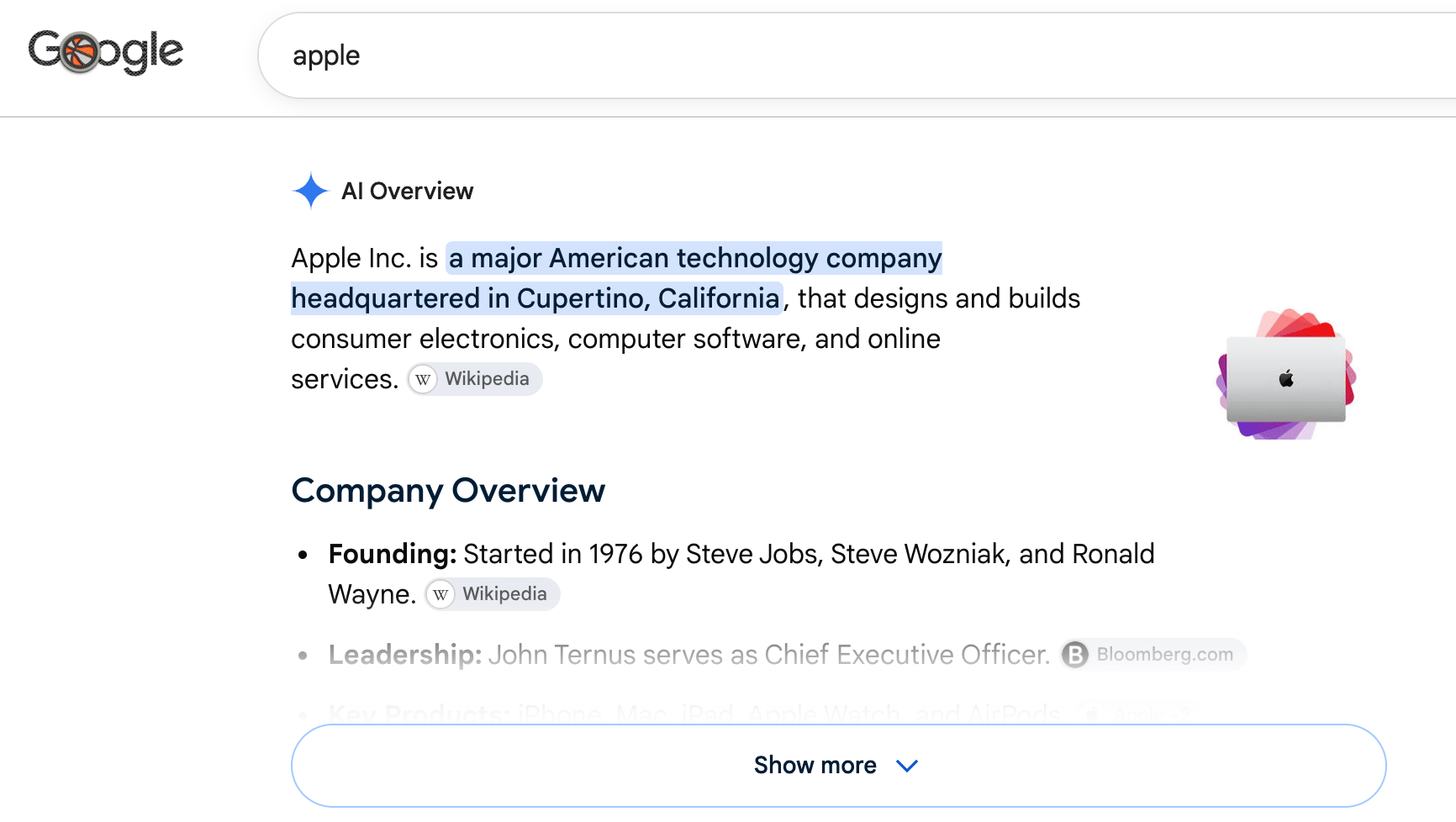 Google Ai Overview Mid Apple