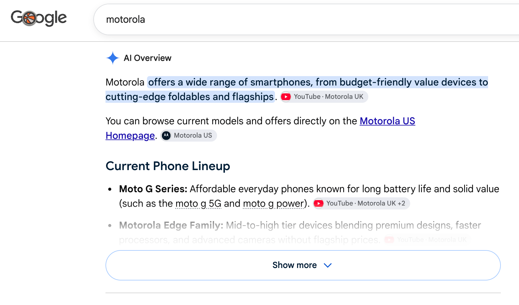Google Ai Overview Mid Motorola