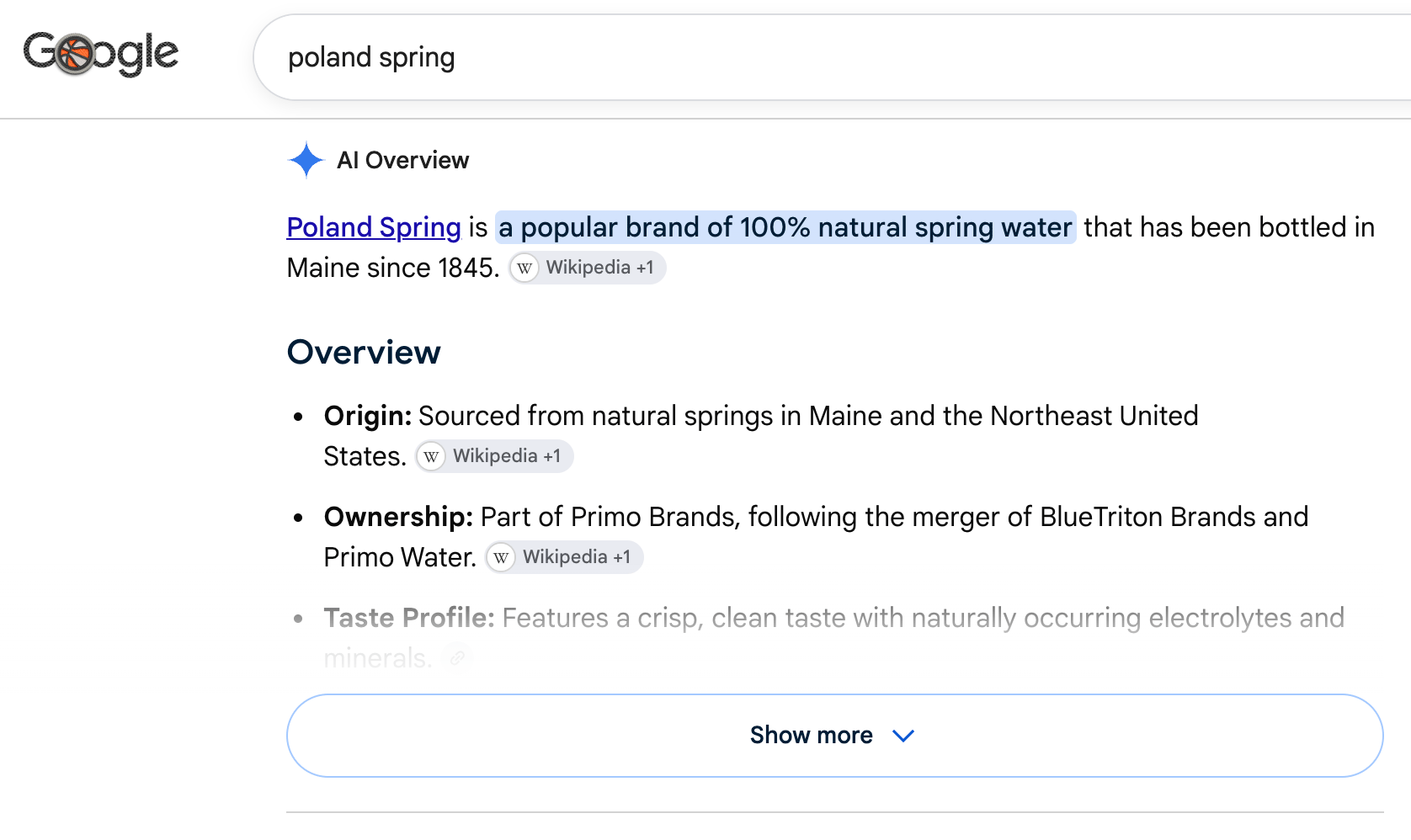 Google Ai Overview Mid Poland Spring