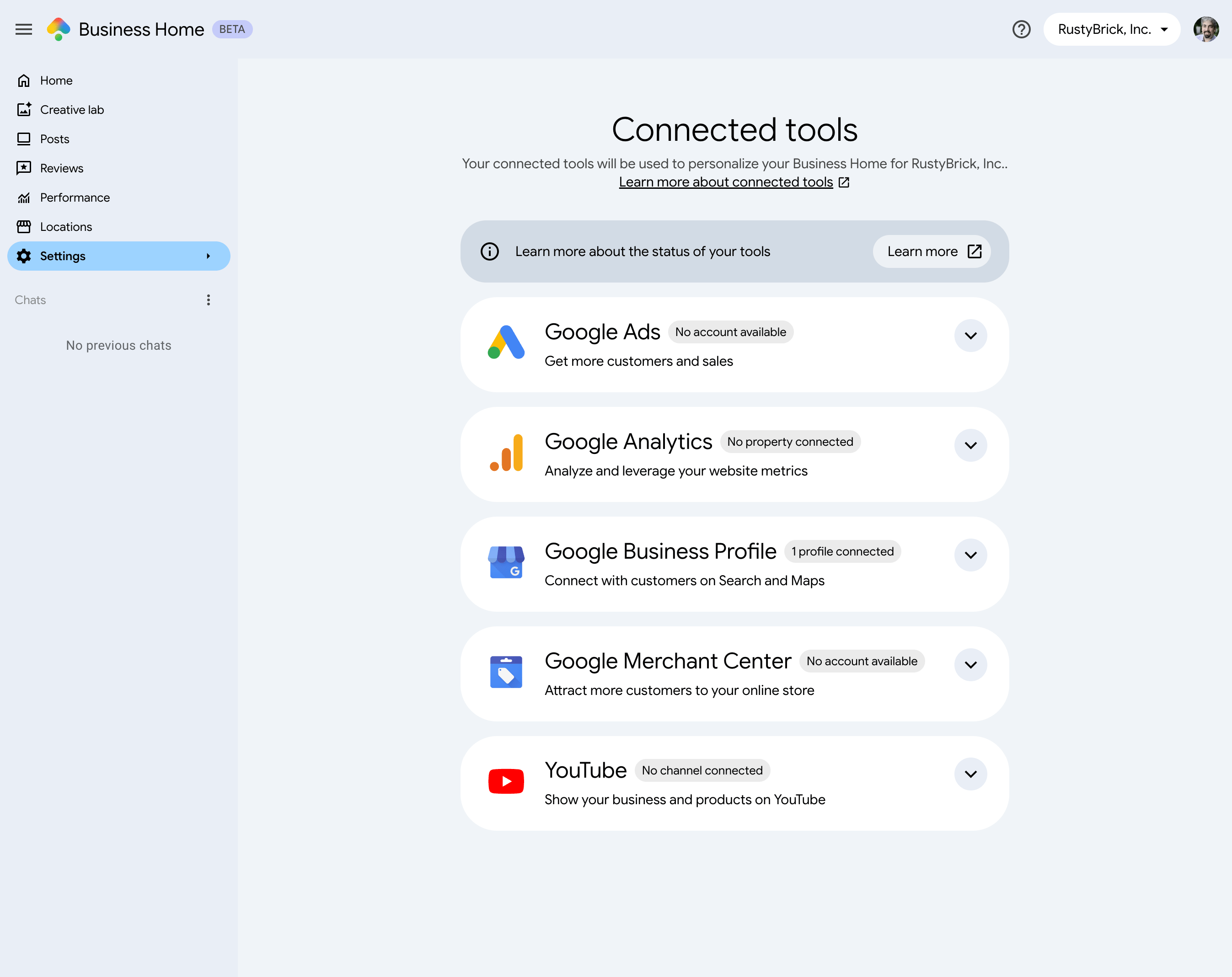 Google Business Home Connected Tools