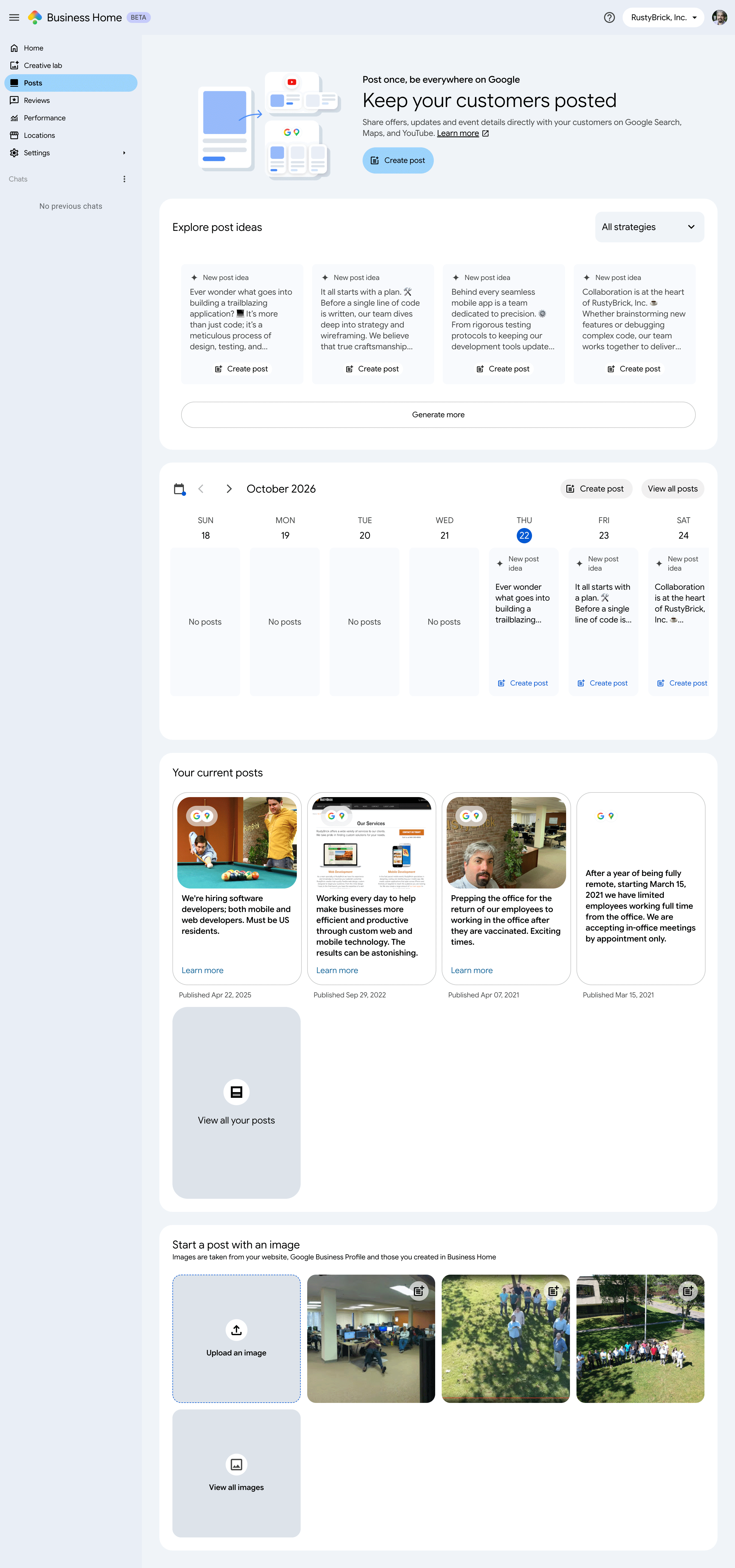 Google Business Home Posts