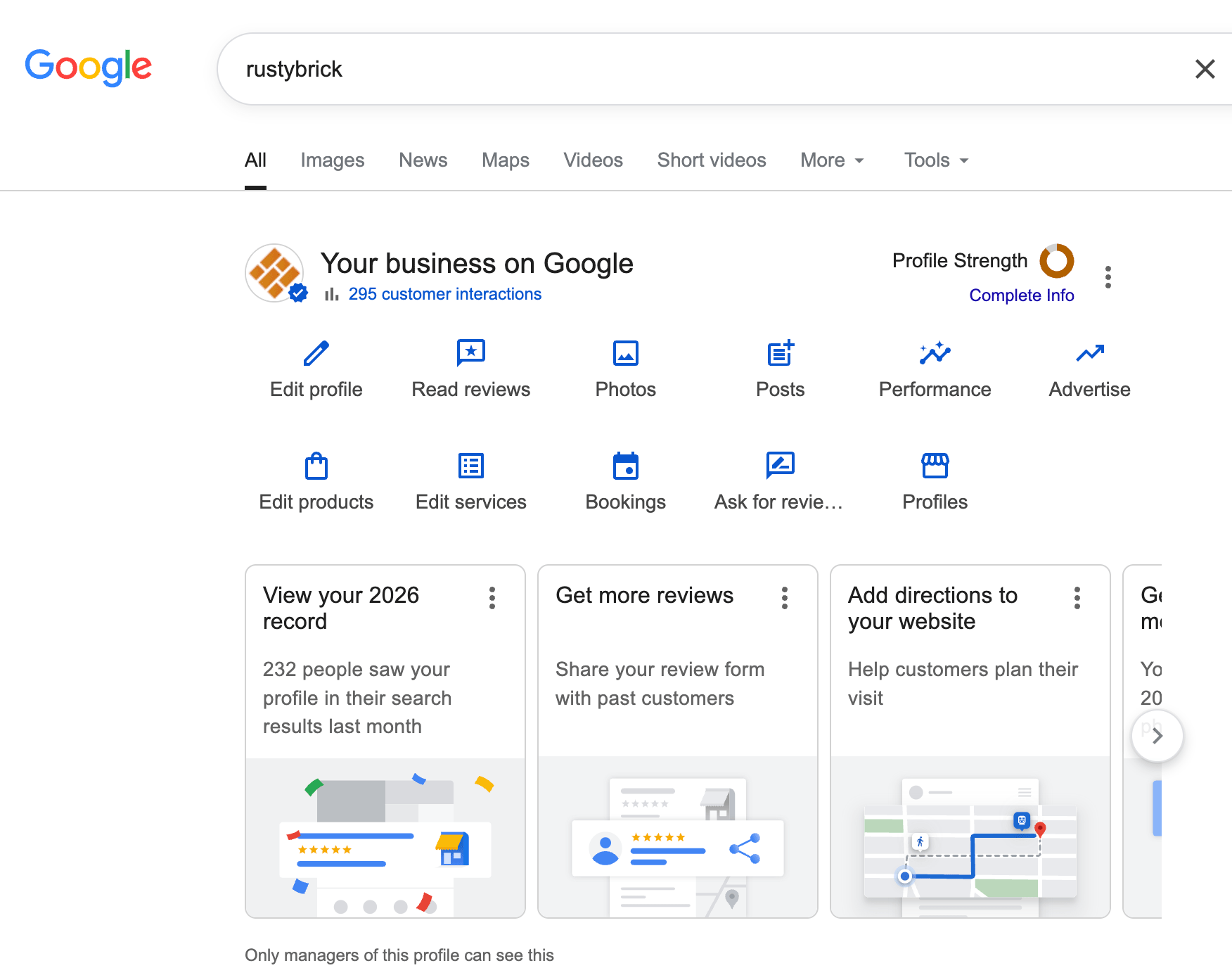 Google Business Profile Dashboard White