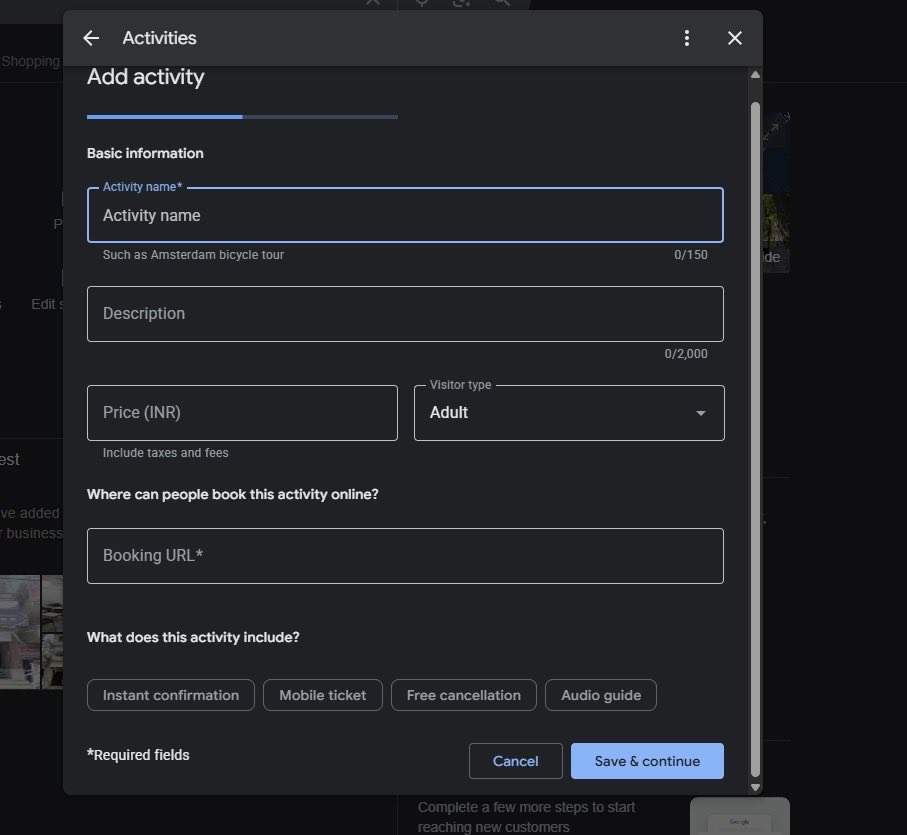 Google Business Profiles Activities Edit