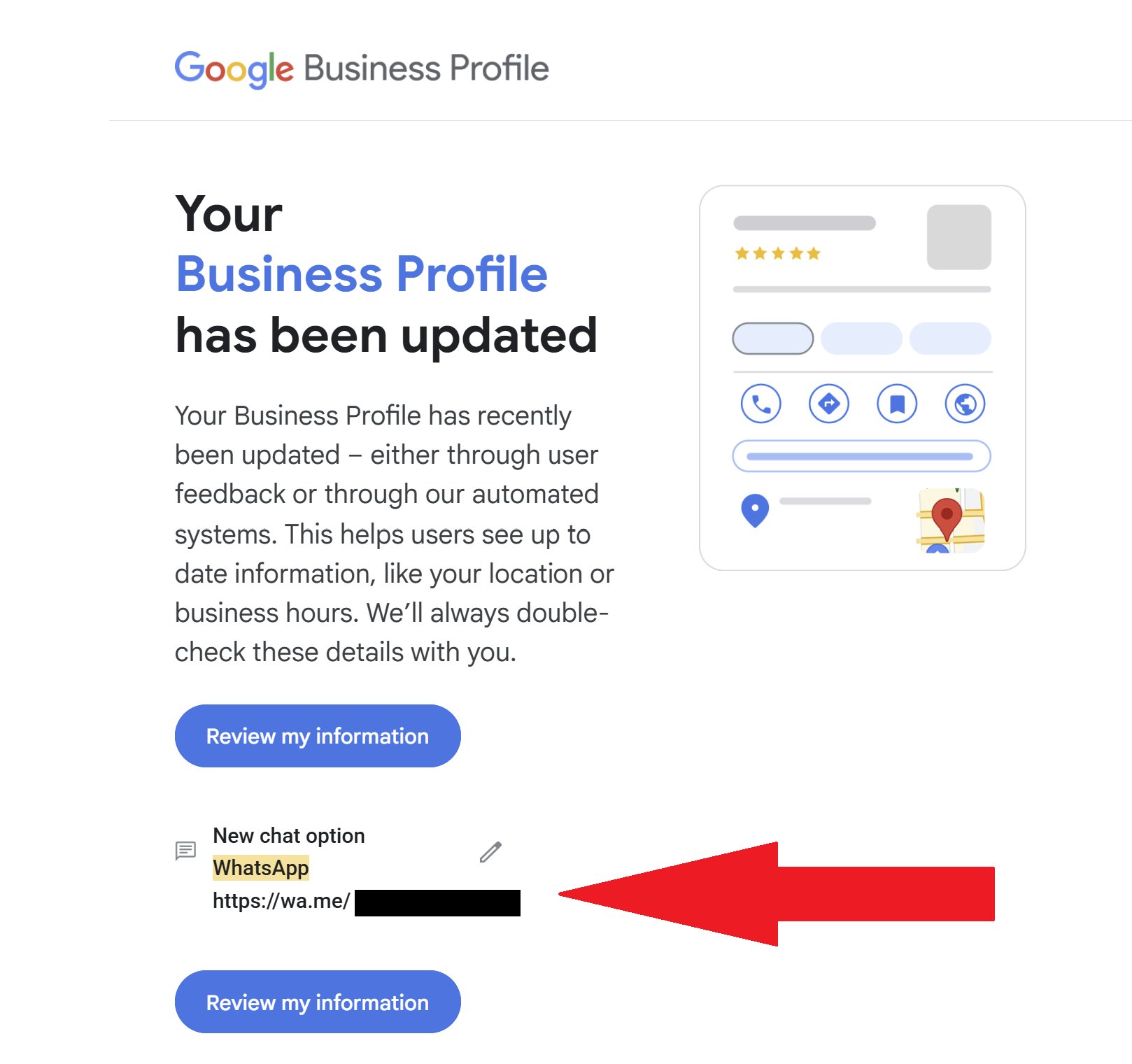Google Business Profiles Adds Whatsapp Email