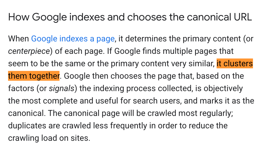 Google Canonical Doc Clusters Add