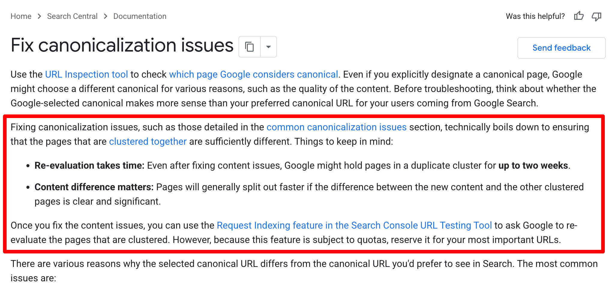 Google Canonical Doc Timing Add